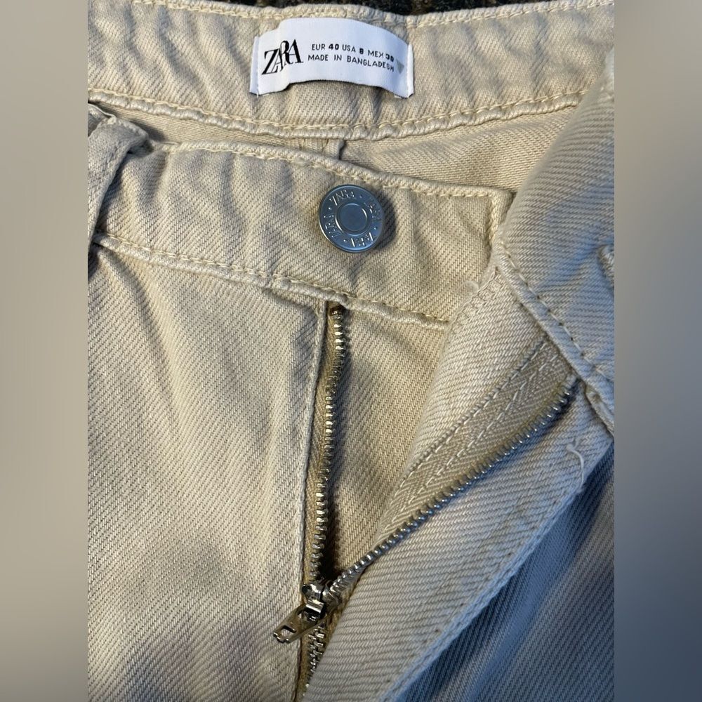 Zara Straight Leg Jeans Cream Denim 8 - Picture 5 of 8